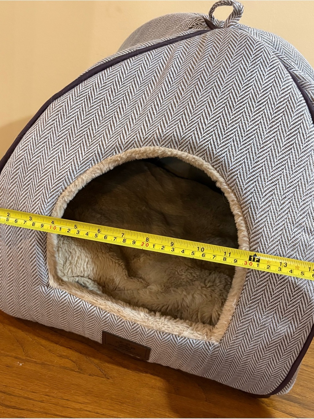 Soft Beige 2-in-1 Cat Bed & Tent - Plush Cozy Pet Bed - Picture 7 of 10